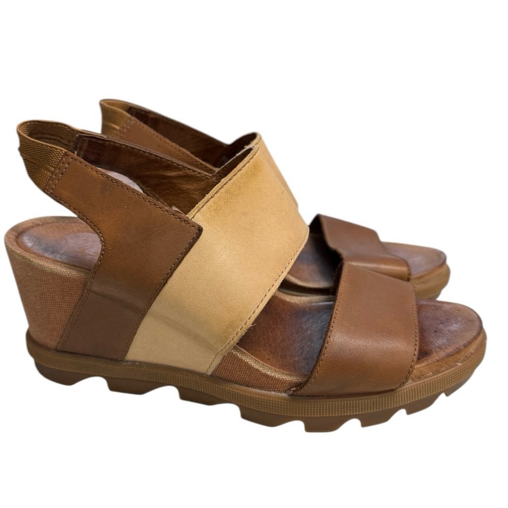 Sorel Joanie Women's Brown and Beige Wedge Sandals Size 7.5